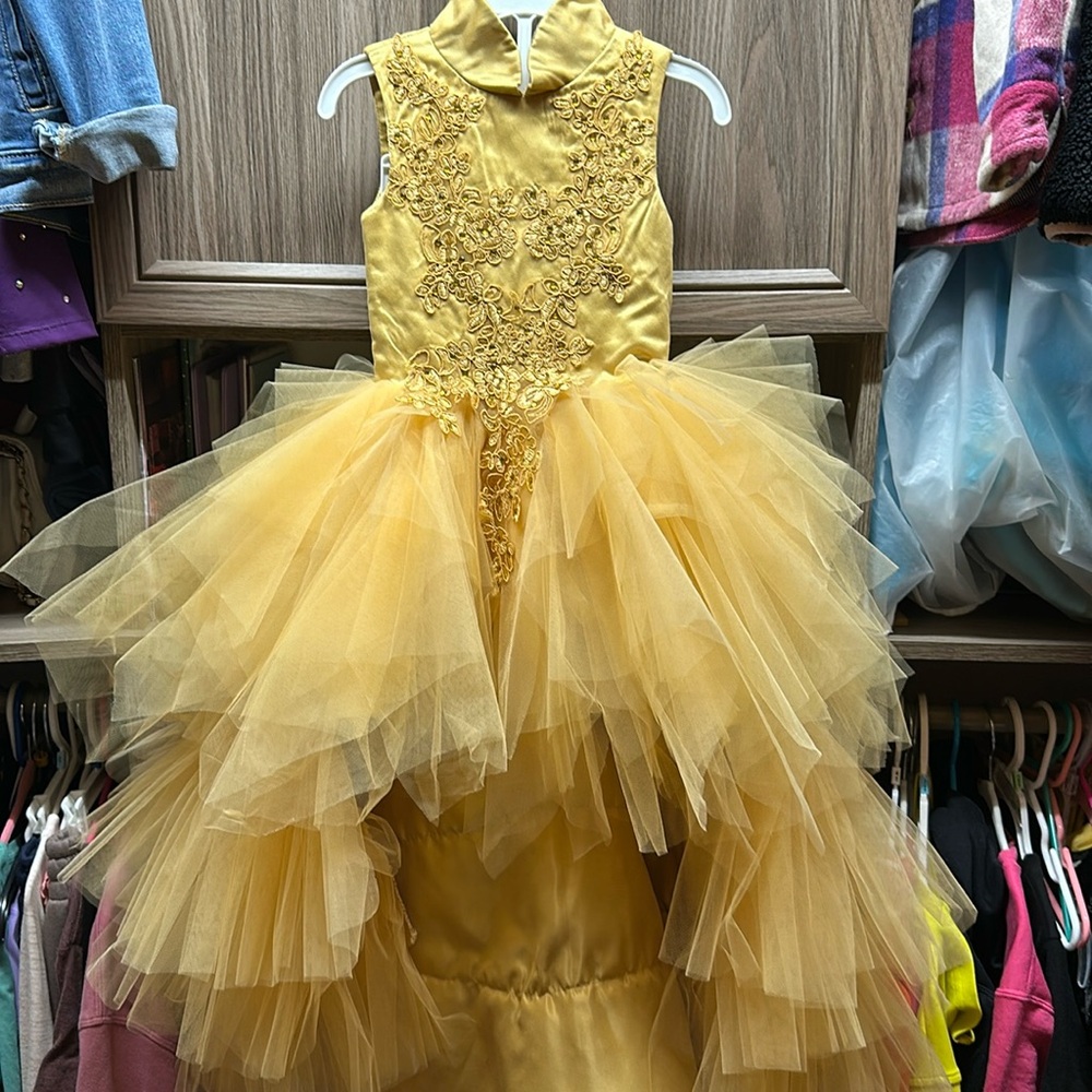Custom yellow gown turns-cupcake dress
